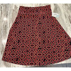 LuLaRoe Women's 2XL Black Red Geometric A-Line Knee Length Skirt Azure